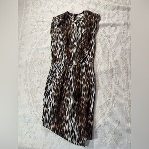 L'AGENCE Asymmetrical Leopard Print Dress - Black and Brown